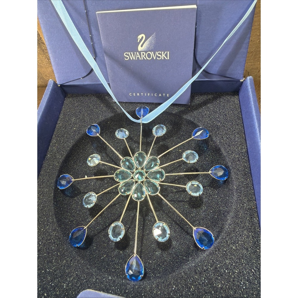Swarovski Crystal Blue Jewel Window Ornament #660753 Retired COA Vintage 2004
